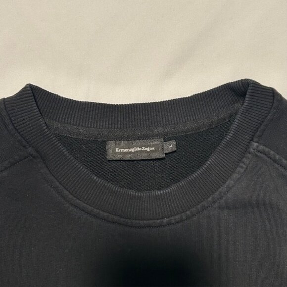 Ermenegildo Zegna Men’s Black Crewneck Sweatshirt – Size L – Raised Logo Detail - Picture 6 of 10